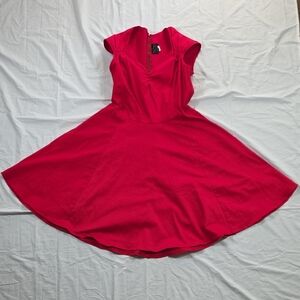 Pinup Couture Hot Pink V-Neck Fit & Flare Mini Dress